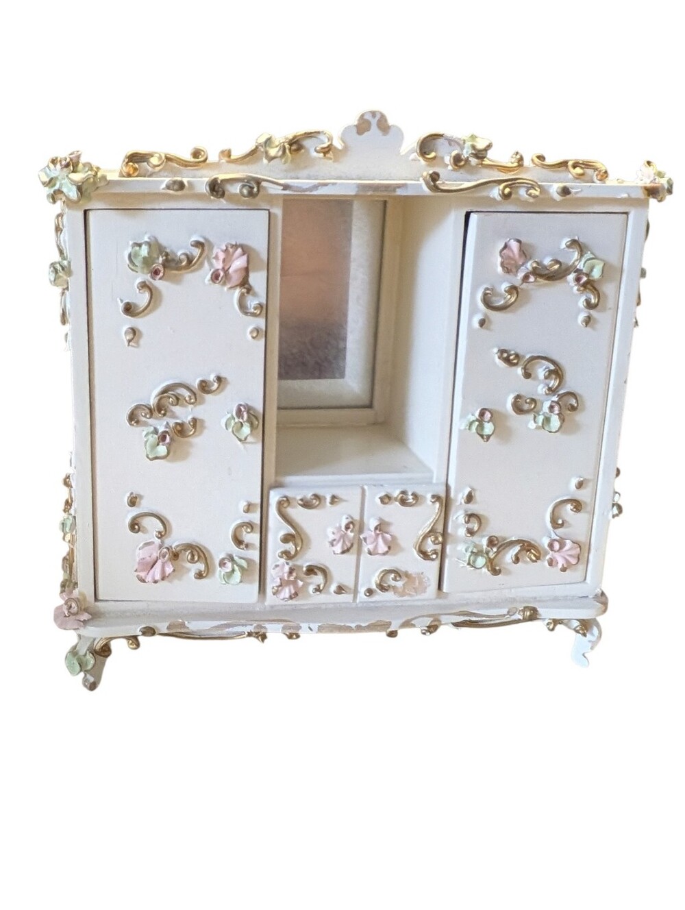 Vintage German Spielwaren dollhouse miniature armoire 1:12 Scale Baroque